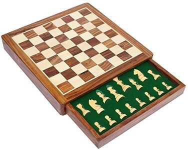 Medieval Replicas Limited Stock Chess Set 12x12 Magnetic Chess Set Standard Board Game with Chessmen Storage Drawer Handmade in Fine Wood NonFolding