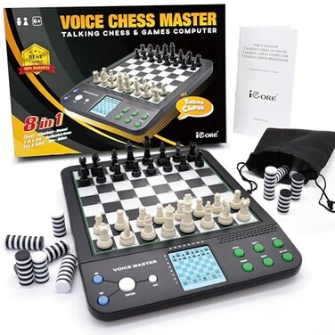 iCore Electronic Chess Set Pro Black Voice Guide 30 Levels 100 Teaching Exercises Learning Mode for All Ages
