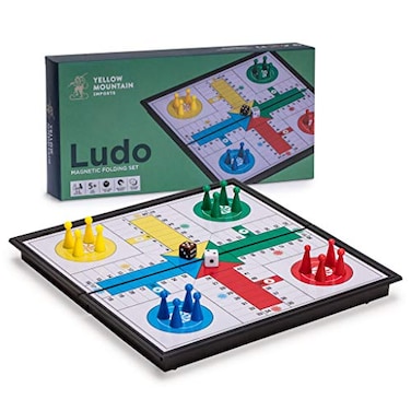 Yellow Mountain Magnetic Ludo Travel Game Set 98 Folding Board for Classic Portable Strategy Play Imports