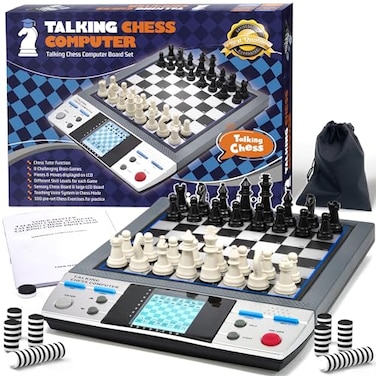 ISEE iCore Electronic Chess Set Pro Black Talking Tutor Learning Tactics Ideal for Kids Adults