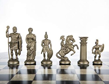 Chess and Plastic Chess Pieces RomanLegion 3 34 96 cm Black Gold Weighted Felted