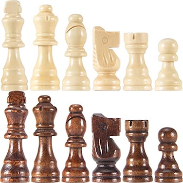 AMEROUS Wooden Chess Pieces Only 32 Pieses 305 KingStorage BagGift Package Standard Tournamen Staunton Wood Chessmen for Chessboard Replacement of Missing Pieces