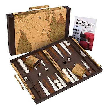 Get The Games Out Top Backgammon Set Travel Backgammon Sets for Adults Small Travel Size Classic Backgammon Board Game Case Includes Strategy Guide Full 15 Pieces Map Edition Small