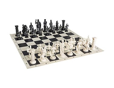 Chess and Roman Chess Set Vinyl Chess Board BlackWhite Size 173 Roman Chess Pieces 375 BlackWhite