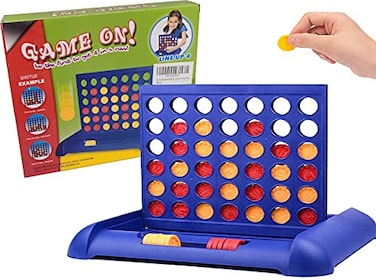 SHUYUE 4 IN A ROW Board Games Foldable Line up 4 Toys Childrens Educational for Kids Blue