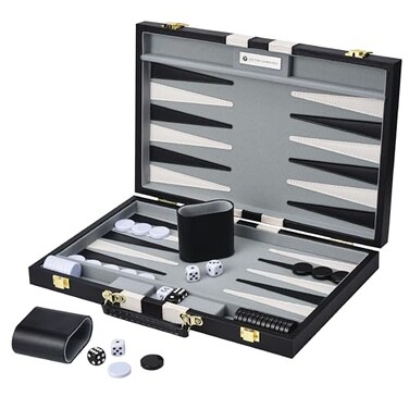 Get The Games Out Top Backgammon Set Classic Board Game Case 2 Players Best Strategy Tip Guide Available in Small Medium and Large Sizes Black Medium