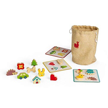 Janod Memory Touch Recognition Game 21 Wooden Pieces Ages 3 J05318
