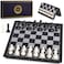 AMEROUS 10 Inches Magnetic Travel Chess Set with Folding Chess Board 2 Extra Queens Instructions for Beginner Kids and Adults