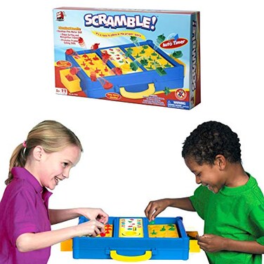 MUKIKIM Scramble Shape Matching Family Board Game Sorting Shapes Fast Before The Time is Up Pieces Pop Out Play Solowith Friends 12Shape Junior Version Plates Included