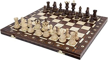 Chess and Handmade Chess Set European Ambassador with 21 Board and Hand Carved Chess Pieces
