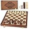 AMEROUS 15 Inches Magnetic Wooden Chess Checkers Set 2 in 1 Folding Board Gift Box Packed 24 Cherkers Pieces 2 Extra Queens Beginner Chess Set for Kids and Adults