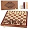 AMEROUS 15 Inches Magnetic Wooden Chess Checkers Set 2 in 1 Folding Board Gift Box Packed 24 Cherkers Pieces 2 Extra Queens Beginner Chess Set for Kids and Adults