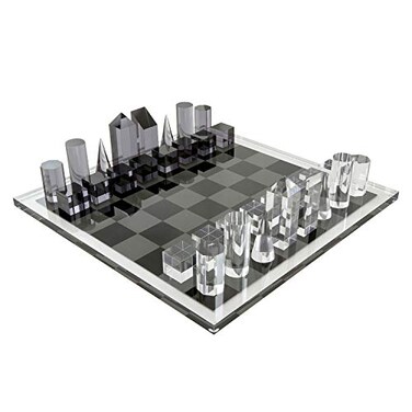 TIZO Tizo Design Elegant 17 Lucite Chess Set Designer Lucite Acrylic Pieces Modern Trendy Multiple Options Available Clear Smoke