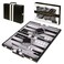 Crazy Games Premium Backgammon 15 Inches Medium Black Backgammon Sets for Adults and Kids Leatherette Back Gammon Board Game Set Travel Backgammon Set Board Encased with Accessories