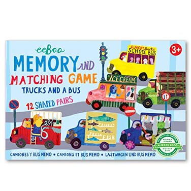 eeBoo Memory and Matching Game Little Trucks and a Bus 24 Pairs Develops Recognition Concentration Memory Skills Age 3