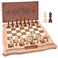AMEROUS 156 inches Magnetic Wooden Chess Set Handheld Style Chess Board Game Sets with Game Pieces Storage Slots 2 Extra Queens Gift Package Chess for Beginner Kids and Adults