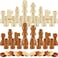 Skylety 56 Pieces Wooden Checkers Pieces Handcrafted Chess with Drawstring Storage Pouch Classic Wooden Chess Game Set Board Games Accessories in 2 Styles 2 Colors Brown Natural