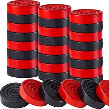 Skylety 24 Pieces Wooden Checkers Pieces 106 Inch Checkers Board Game Pieces Stackable Ridge in Drawstring Storage Pouch Red and Black