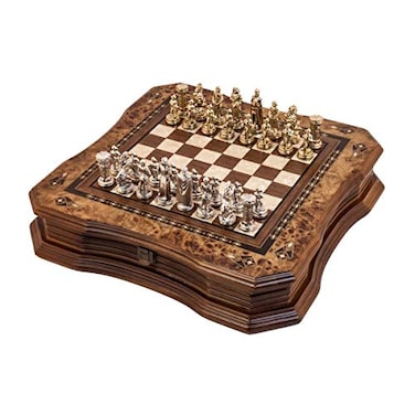 Chess and Handmade Chess Set Mosaic Art 15 Wooden Chess shess Board with Metal Chess Pieces Gift Item