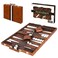 Crazy Games Premium Backgammon 18 Inches Large Brown Backgammon Sets for Adults and Kids Leatherette Back Gammon Board Game Set Travel Backgammon Set Board Encased with Accessories
