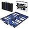 Crazy Games Premium Backgammon 11 Inches Small Blue Backgammon Sets for Adults and Kids Leatherette Back Gammon Board Game Set Travel Backgammon Set Board Encased with Accessories