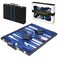 Crazy Games Premium Backgammon 11 Inches Small Blue Backgammon Sets for Adults and Kids Leatherette Back Gammon Board Game Set Travel Backgammon Set Board Encased with Accessories