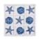 NIKKY HOME Beach Decor Tic Tac Toe 5 Sand Dollars 5 Starfish Pieces Wood Board Travel Game for Coastal House Coffee Table Decor Blue