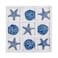 NIKKY HOME Beach Decor Tic Tac Toe 5 Sand Dollars 5 Starfish Pieces Wood Board Travel Game for Coastal House Coffee Table Decor Blue