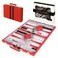 Crazy Games Premium Backgammon 18 Inches Large Red Backgammon Sets for Adults and Kids Leatherette Back Gammon Board Game Set Travel Backgammon Set Board Encased with Accessories