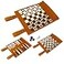 Andux Rollable Backgammon Board Game Microfiber Portable Chess Set PGSLQ01 3in1 Chess Brown