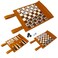 Andux Rollable Backgammon Board Game Microfiber Portable Chess Set PGSLQ01 3in1 Chess Brown