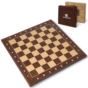 Woodronic Wooden Chess Board 19 Inch Professional Tournament Chessboard Only Premium Wood Board Game with Notation ScratchResistant UV Coating Portable Table Chess Board No Pieces with Gift Package