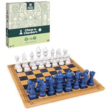 Mindful Classics Chess Checkers Board Game Set with Bamboo Wooden Box Family Board Games EcoFriendly Gift for Adults and Kids Ages 8 and up