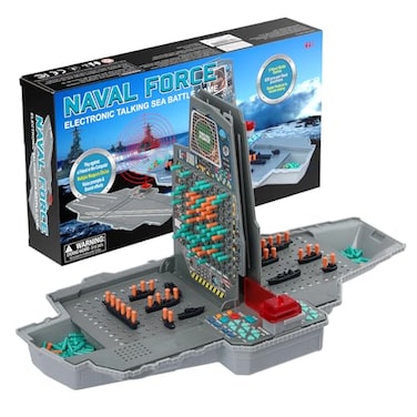 LEVEROAM Talking Sea Battle Board Game with Light and Sound Effects Electronic Naval Battle Strategy Game with 200 Preset Ships Layout Logicality Training 12 Players Family Board Game Gray