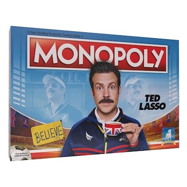 USAOPOLY Monopoly Ted Lasso Officially Licensed Board Collectible Board Game Play as Believe Sign Goldfish Tea up Teds Visor and More Based On Popular Comedy Series