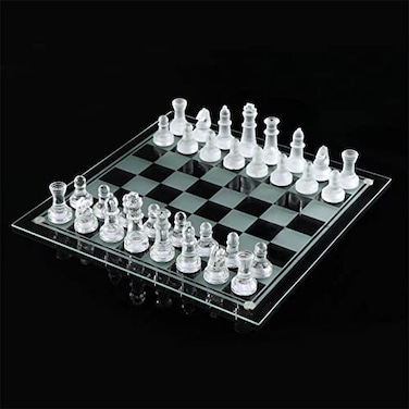 ziphia Elegant 10 Glass Chess Set Premium Quality Board Game for All Ages for Chess Enthusiasts and Home Decor