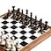 THE CRAFT Luxury Decorative Wooden Chess Set Walnut Leather Chess Board with Weighted Chess Pieces Unique Deluxe Wooden Chess Gifts for Board Game Lovers Handmade Chess Set with Storage