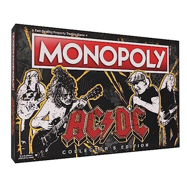 USAOPOLY MONOPOLY ACDC Play as Anguss Hat Dynamite Lightning Bolt more Includes Popular Albums and Locations ACDC Lane For Those About to Rock TNT and more Officially Licensed ACDC Collectible