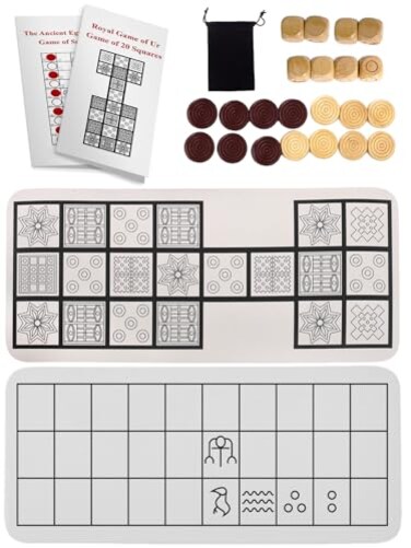 Extguds Ancient Board Game of UR Senet 1 Board 8 Wooden Dice 14 Wooden Pieces 2 Game Instructions