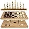 Vamslove VAMSLOVE Wooden Chess Checkers TicTacToe Game Set 115 x 115 DoubleSided 3 in 1 Board with 34 Chess Pieces 2 Extra Queens 24 Interlocking Checkers Storage Bag Instructions