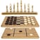 Vamslove VAMSLOVE Wooden Chess Checkers TicTacToe Game Set 115 x 115 DoubleSided 3 in 1 Board with 34 Chess Pieces 2 Extra Queens 24 Interlocking Checkers Storage Bag Instructions