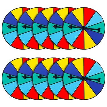 Chivao 20 Pcs Multicolor Game Spinner Wheel Blank Erasable Math Game Spinner Board with Plastic Rotating Arrows for Prizes