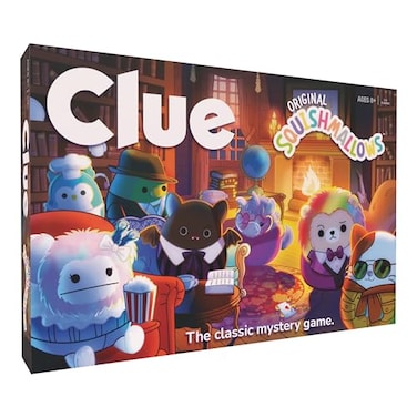 USAOPOLY CLUE Squishmallows Board Game Official Squishmallows Merchandise Collectible Clue Game Featuring Cam Emily Leonard Lola and More