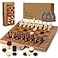 Rinten 15 Magnetic Chess Set Checkers Set 2 in 1 Leather Portable Travel Chess Board Game Sets with Velvet Bag Packaging Beginner Large Chess Set for Kids and Adults