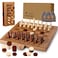 Rinten 15 Magnetic Chess Set Checkers Set 2 in 1 Leather Portable Travel Chess Board Game Sets with Velvet Bag Packaging Beginner Large Chess Set for Kids and Adults