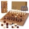 Rinten 15 Magnetic Chess Set Checkers Set 2 in 1 Leather Portable Travel Chess Board Game Sets with Velvet Bag Packaging Beginner Large Chess Set for Kids and Adults