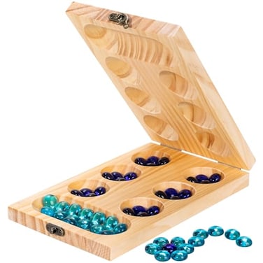OZFRHO Wooden Mancala Board Game SetLarger Size Mancale Instructions Portable Travel Board Game for Kids and Adults