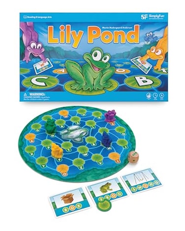 SimplyFun Lily Pond Educational Game to Practice Early Reading and Spelling an Engaging and Fun Toddler Game 2 to 4 Players Ages 4 Up