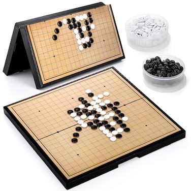 yarlung Yarlung Go Game Set Magnetic Go Stones with 146 Inch Foldable 19x19 Game Board Wei Qi Tabletop Strategy Game for 2 Players
