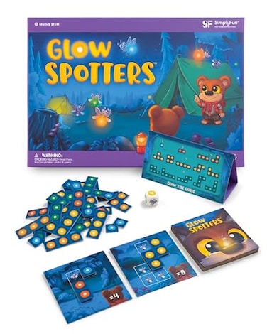 SimplyFun Glow Spotters A Visual and Adventurous Math Game for Kids Earn Your Firefly Badge with Addition 1 to 4 Players for Kids Ages 5 Up